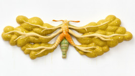 galerie foto Dávid Biró Papilio lactoglandula, 2024, stainless steel, glass mosaic, fabric, textile dye, thread, grout, styrofoam, fiberglass, construction adhesive,